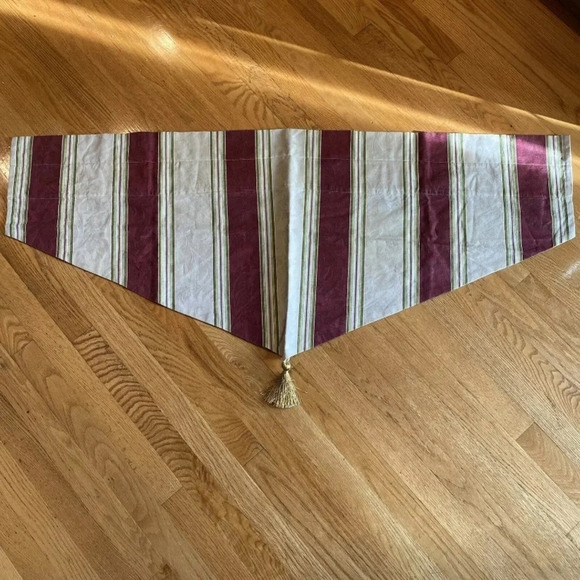 Waverly Pair Of 2 Striped Ascot Valances Curtains Lined - Picture 3 of 6